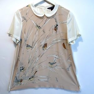French Connection Silk Blouse - Birds at dusk